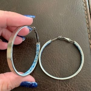 2 inch stainless steel hoop earrings with Atrio tile design